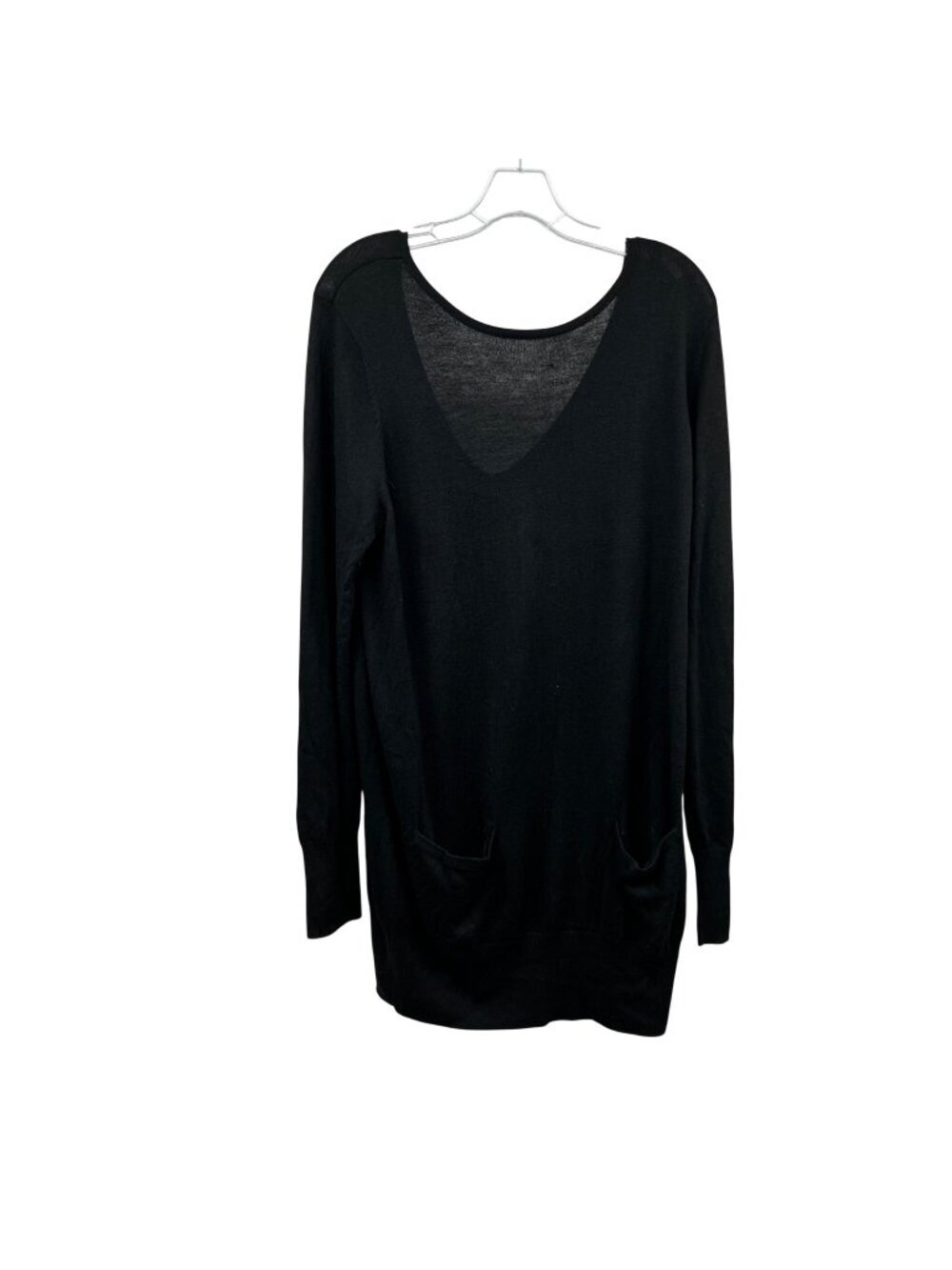 Jennifer Lopez Sweater Dress Lightweight V-Back Long Sleeve Black Size XL